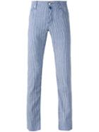 Jacob Cohen - Striped Trousers - Men - Cotton/linen/flax - 34, Blue, Cotton/linen/flax