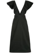 Irene Ruffled Flared Dress - Black