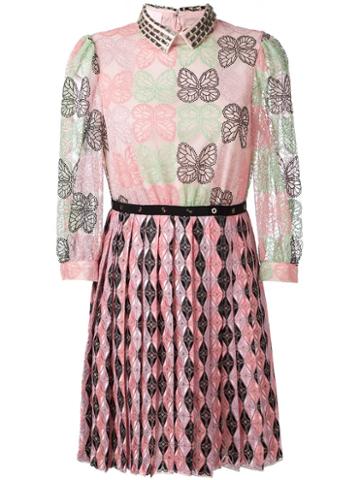 Giamba Embellished Butterfly Dress, Women's, Size: 44, Pink/purple, Polyester