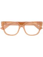 Gucci Eyewear Transparent Glitter Square Glasses - Yellow & Orange