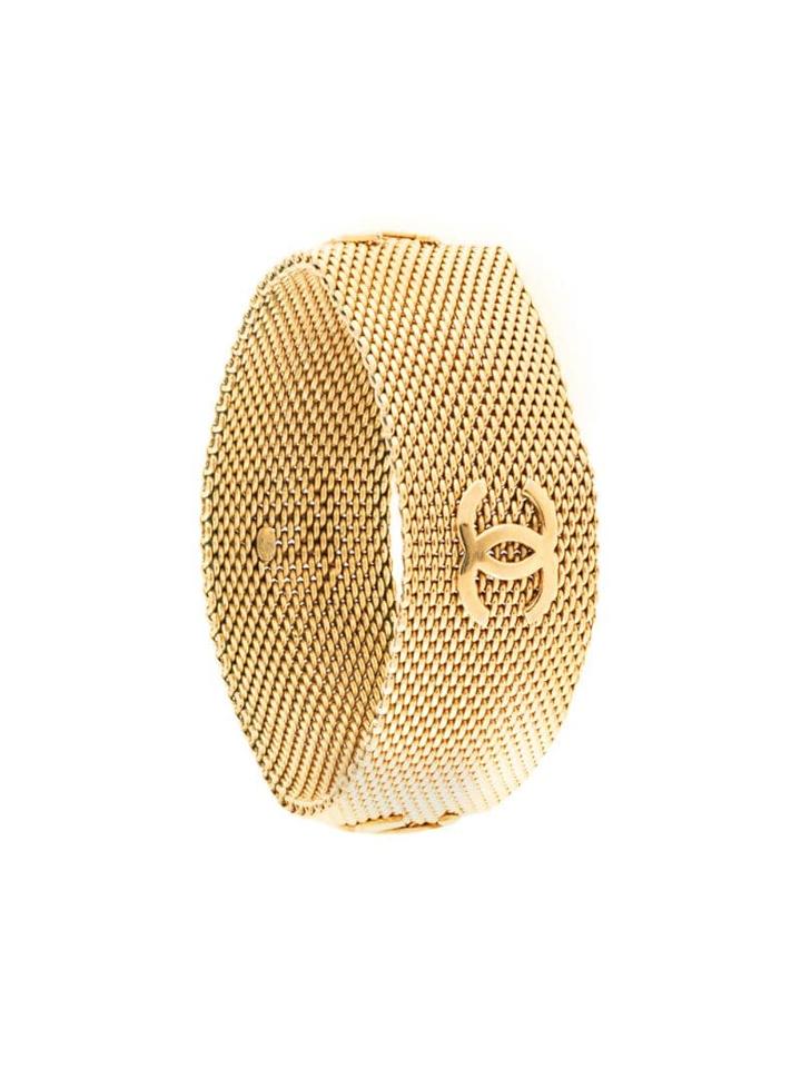 Chanel Pre-owned Textured Cc Bracelet - Gold