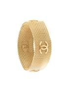 Chanel Pre-owned Textured Cc Bracelet - Gold