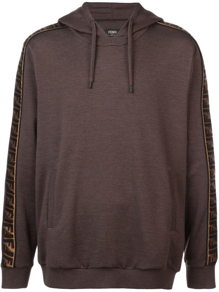 Fendi Ff Side Stripe Hoodie - Brown