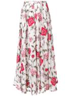 Rochas Floral Embroidered Flared Skirt - White