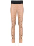 Andrea Bogosian Lace Up Leather Pants - Neutrals