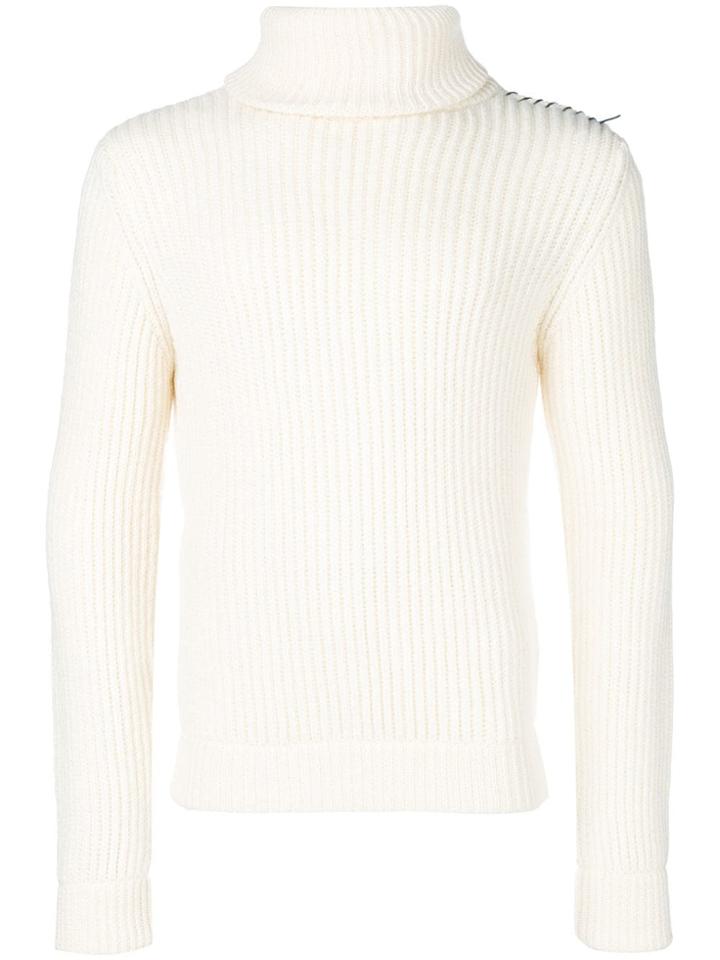 Vyner Articles Stitch-detail Rollneck Jumper - White