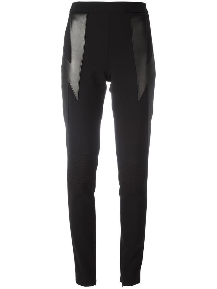Neil Barrett Lightning Bolt Leggings, Women's, Size: 42, Black, Lamb Skin/polyester/viscose