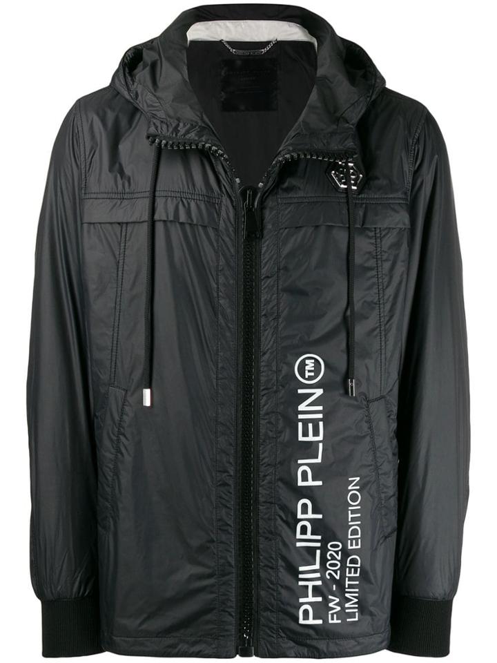 Philipp Plein Hooded Logo Jacket - Black