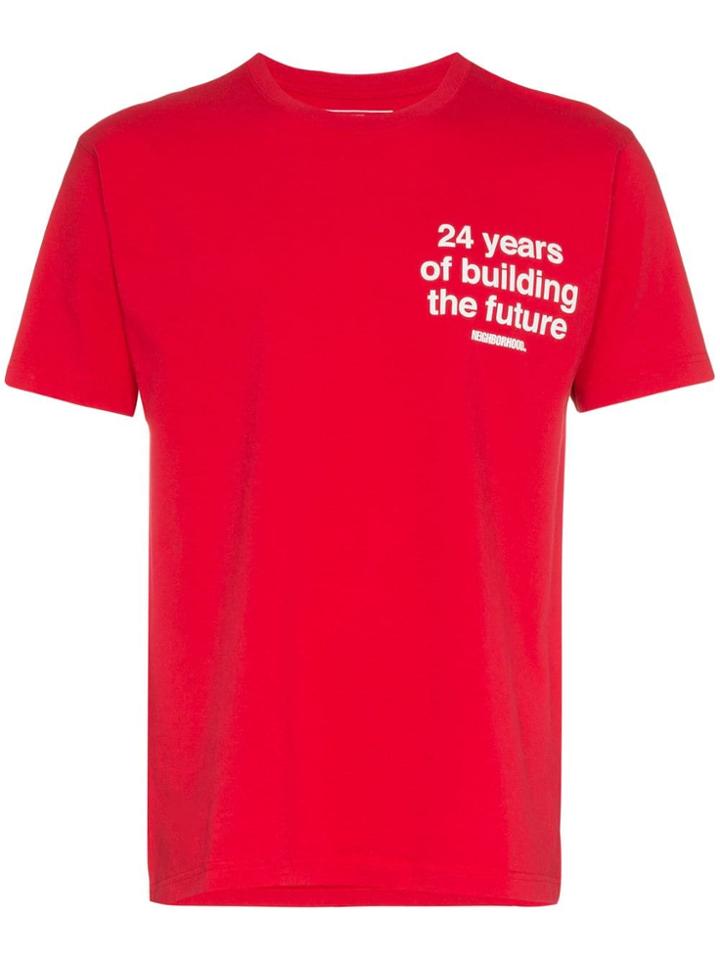 Neighborhood Future Logo Print Cotton T Shirt - Red