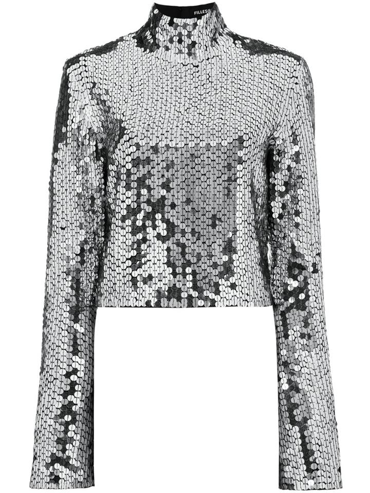 Filles A Papa Sequin Embellished Top With Bell Sleeves - Metallic
