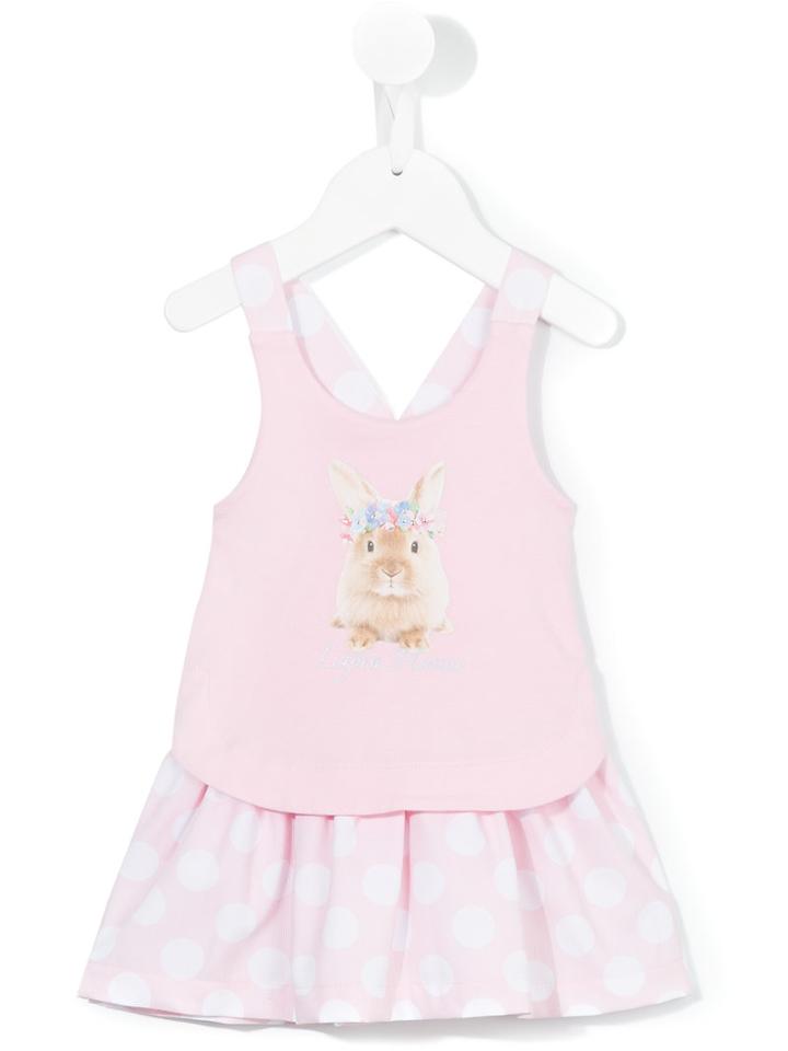 Lapin House - Bunny Print Dress - Kids - Cotton/spandex/elastane/tactel - 12 Mth, Pink/purple