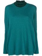Phisique Du Role Lurex Collar Mock Neck Sweater - Blue