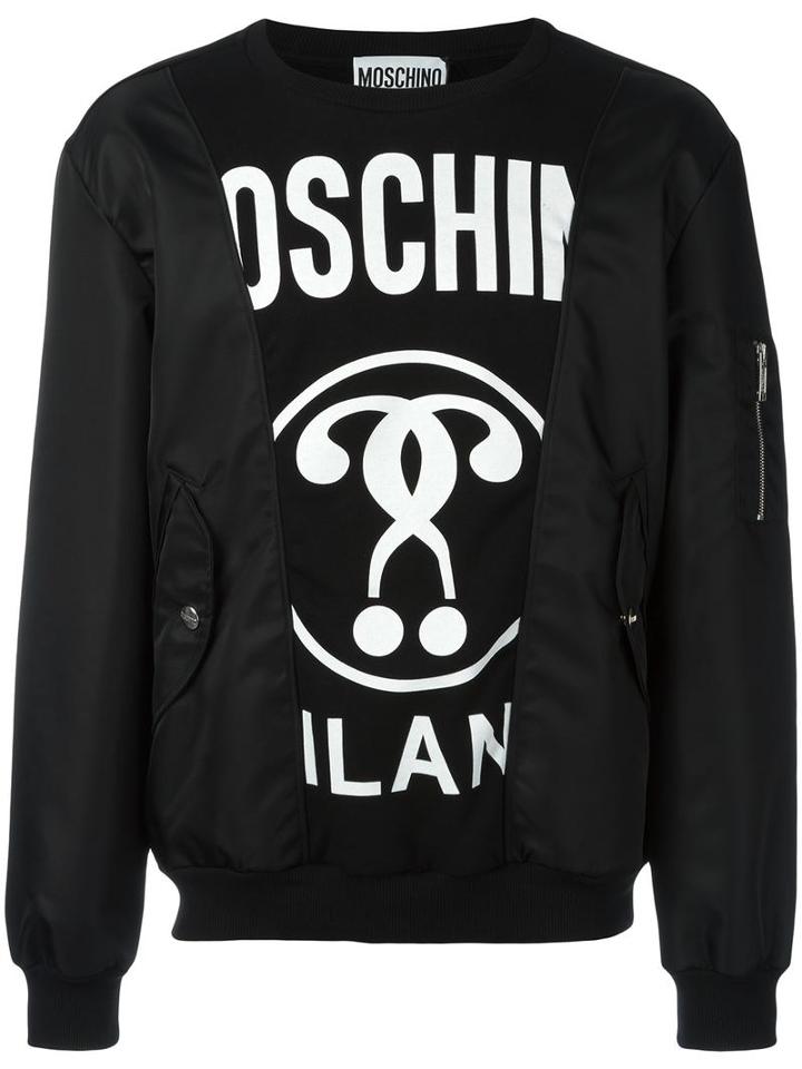Moschino Bomber Patchwork Sweatshirt, Men's, Size: 52, Black, Cotton/nylon
