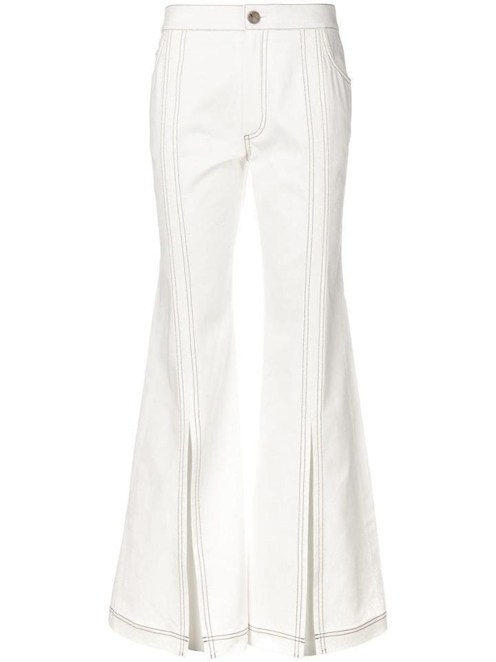 Chloé Contrast Stitching Flared Jeans - White