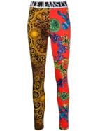Versace Jeans Couture Mixed Print Leggings - Orange