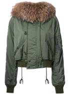 G.v.g.v. Fur Collar Bomber Jacket, Women's, Size: 34, Green, Polyester
