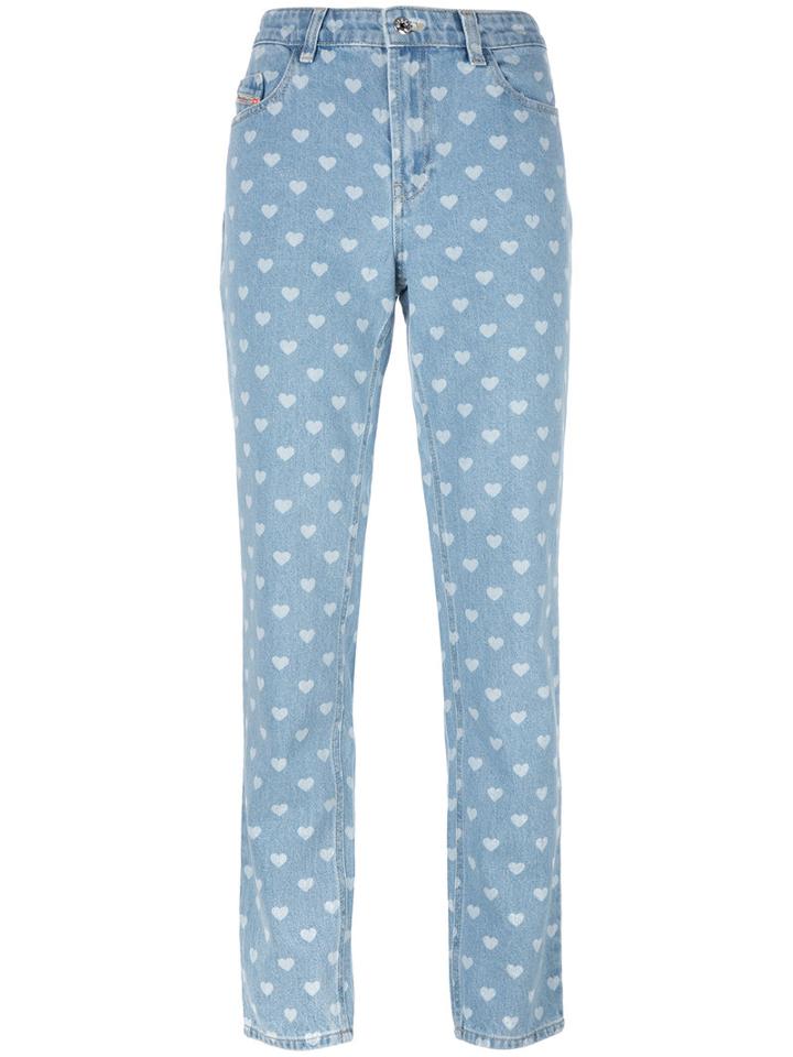 Diesel 'de-lou-f' Heart Print Jeans, Women's, Size: 25, Blue, Cotton