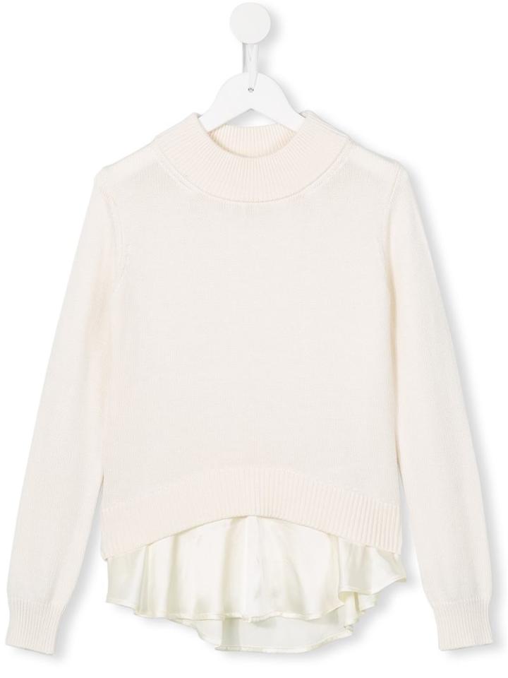 Dondup Kids Layered Jumper, Girl's, Size: 8 Yrs, Nude/neutrals