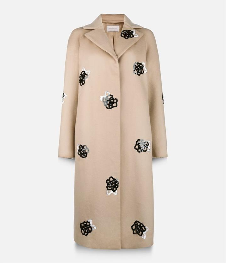 Christopher Kane Sequinned Wool Raglan Coat