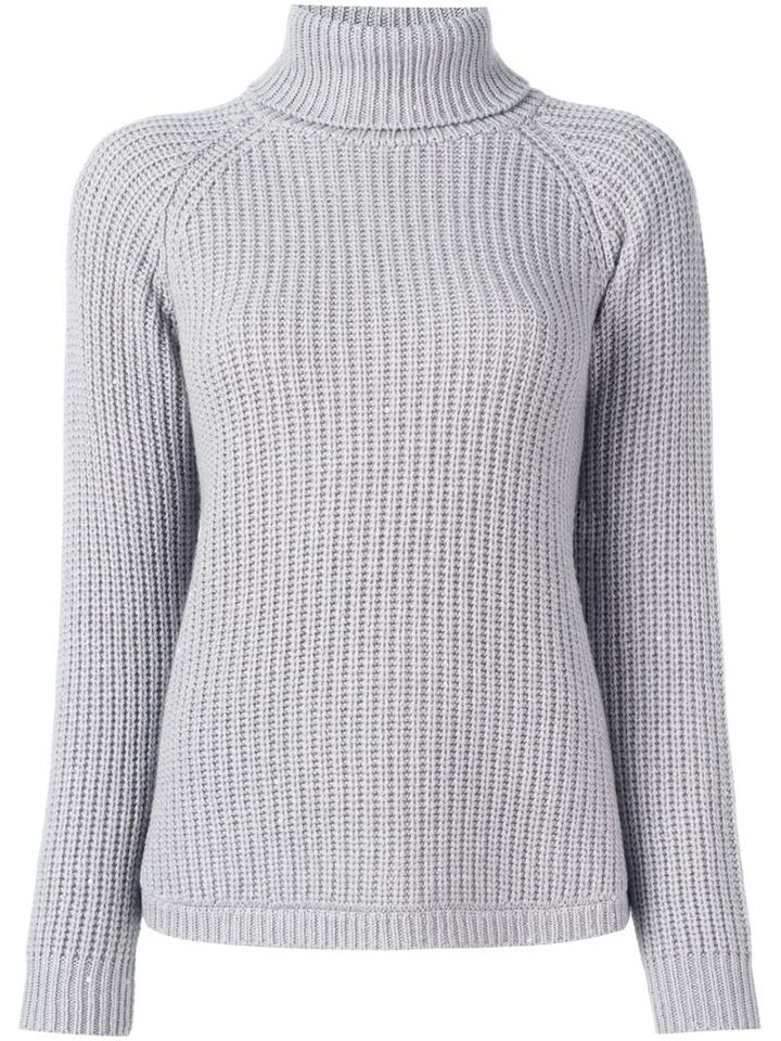 Brunello Cucinelli Ribbed Roll Neck Jumper, Women's, Size: Medium, Grey, Silk/polyamide/cashmere/virgin Wool