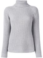 Brunello Cucinelli Ribbed Roll Neck Jumper, Women's, Size: Medium, Grey, Silk/polyamide/cashmere/virgin Wool