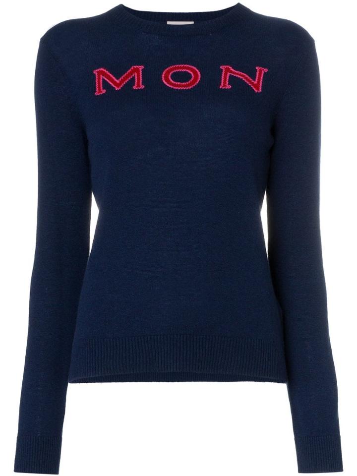 Moncler Logo Intarsia Knitted Cashmere Jumper - Blue