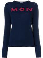 Moncler Logo Intarsia Knitted Cashmere Jumper - Blue