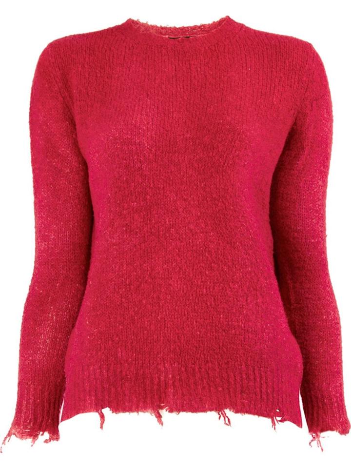 Avant Toi Raw Hem Jumper - Red
