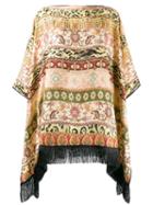 Etro Mixed Print Fringed Cape - Neutrals