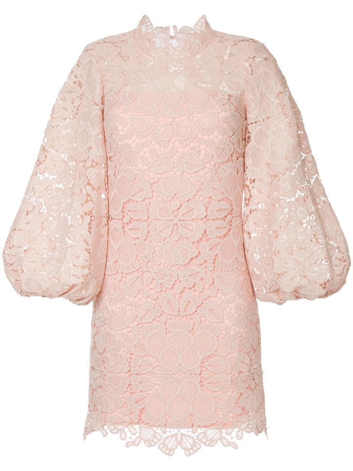 Ginger & Smart Floral Lace Balloon Sleeve Dress - Pink & Purple