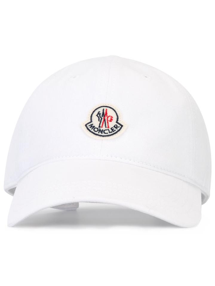 Moncler Logo Cap, Men's, White, Cotton/polyester