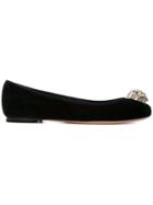 Alexander Mcqueen Skull Embellished Ballet Flats - Black