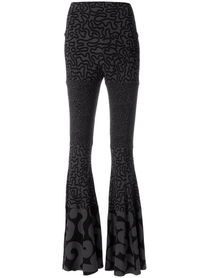 Norma Kamali Contrast Panel Flared Trousers - Black