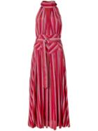 Diane Von Furstenberg Striped Halterneck Dress - Red