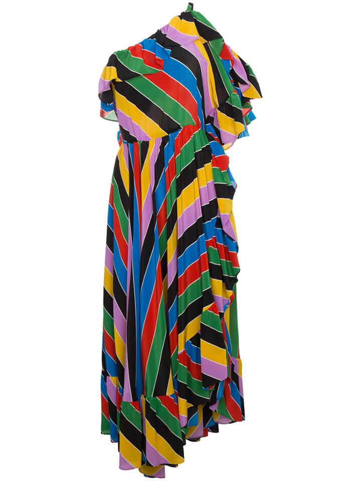 Philosophy Di Lorenzo Serafini One Sleeve Striped Frill Dress -