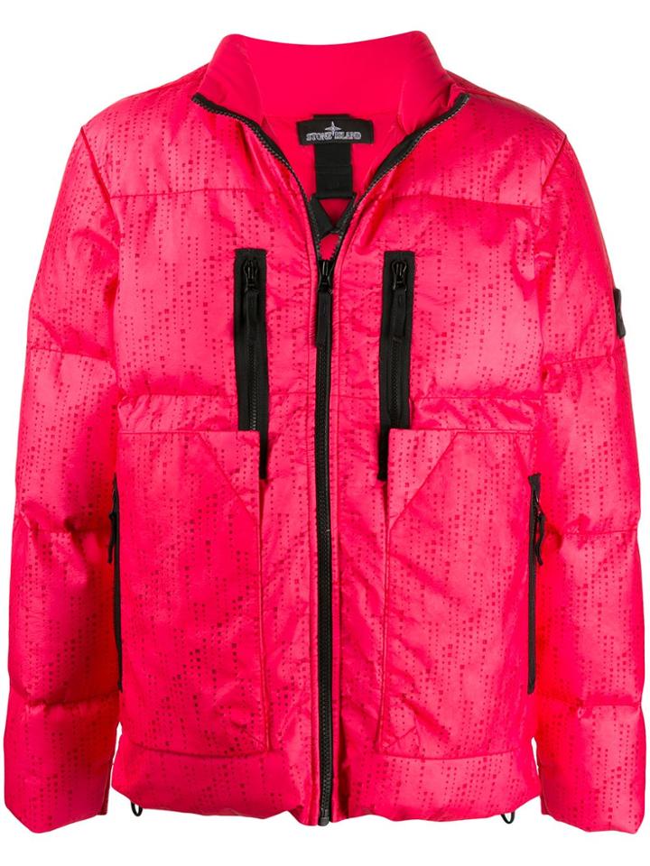 Stone Island Shadow Project Graphic Print Down Jacket - Pink