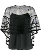 Red Valentino Tulle Point D'esprit Poncho - Black