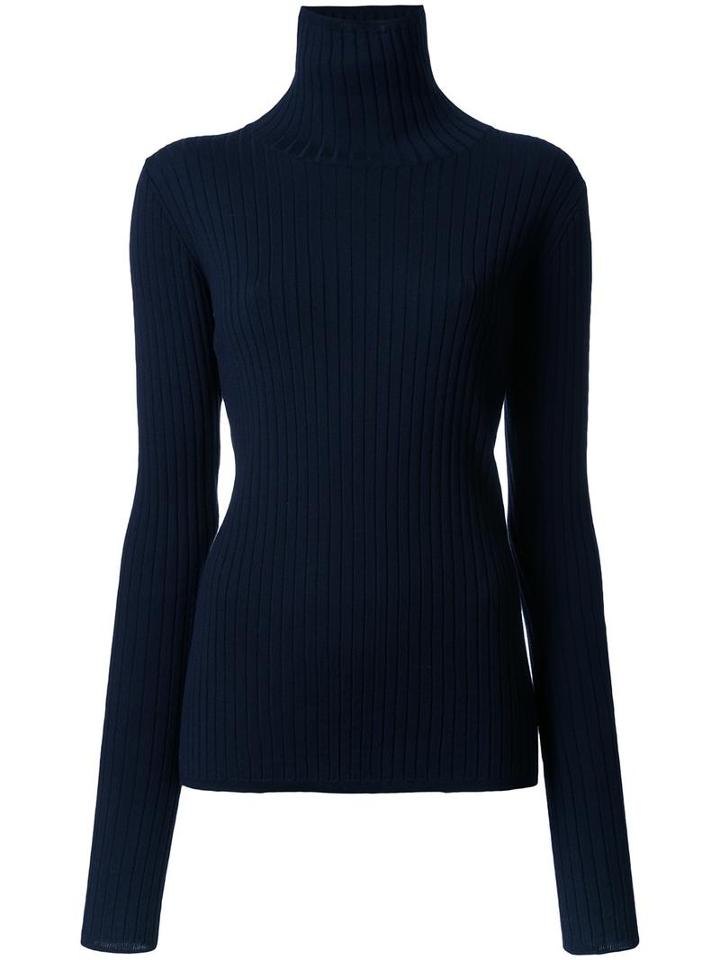 Le Ciel Bleu 'highneck Wide Rib' Pullover, Women's, Size: 36, Blue, Wool