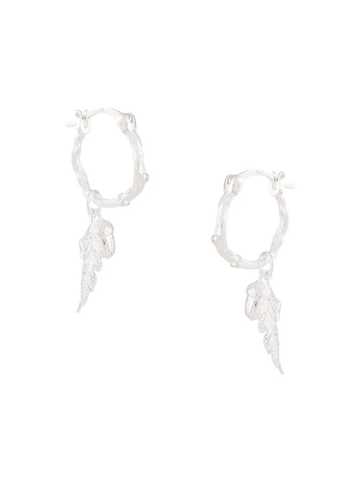 Karen Walker Acorn & Leaf Mini Hoop Earrings - Silver