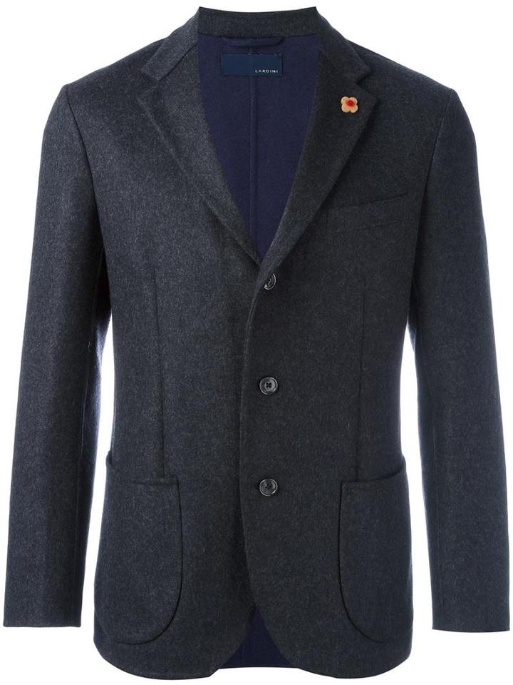 Lardini Felted Casual Blazer, Men's, Size: 52, Grey, Wool/cotton/viscose/cupro