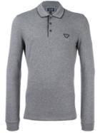 Armani Jeans Longsleeved Polo Shirt, Men's, Size: Xl, Grey, Cotton/spandex/elastane
