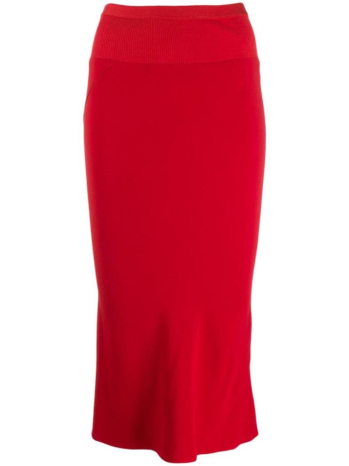 Rick Owens Ribbed Fitted Skirt - Red