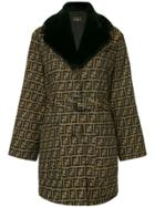 Fendi Vintage Zucca Pattern Long Sleeve Coat Jacket - Black