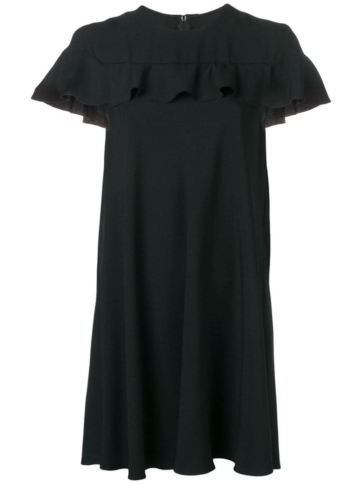 Red Valentino Scalloped Detail Shift Dress - Black