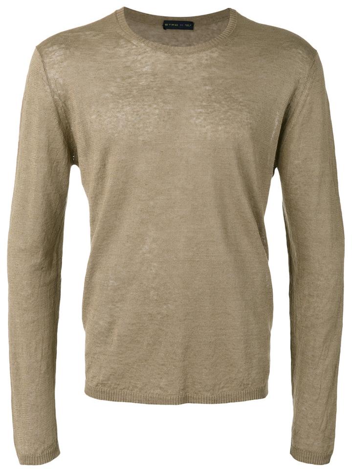 Etro - Longsleeve Sweater - Men - Linen/flax - L, Green, Linen/flax