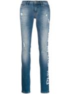 Philipp Plein Printed Logo Jeggings - Blue