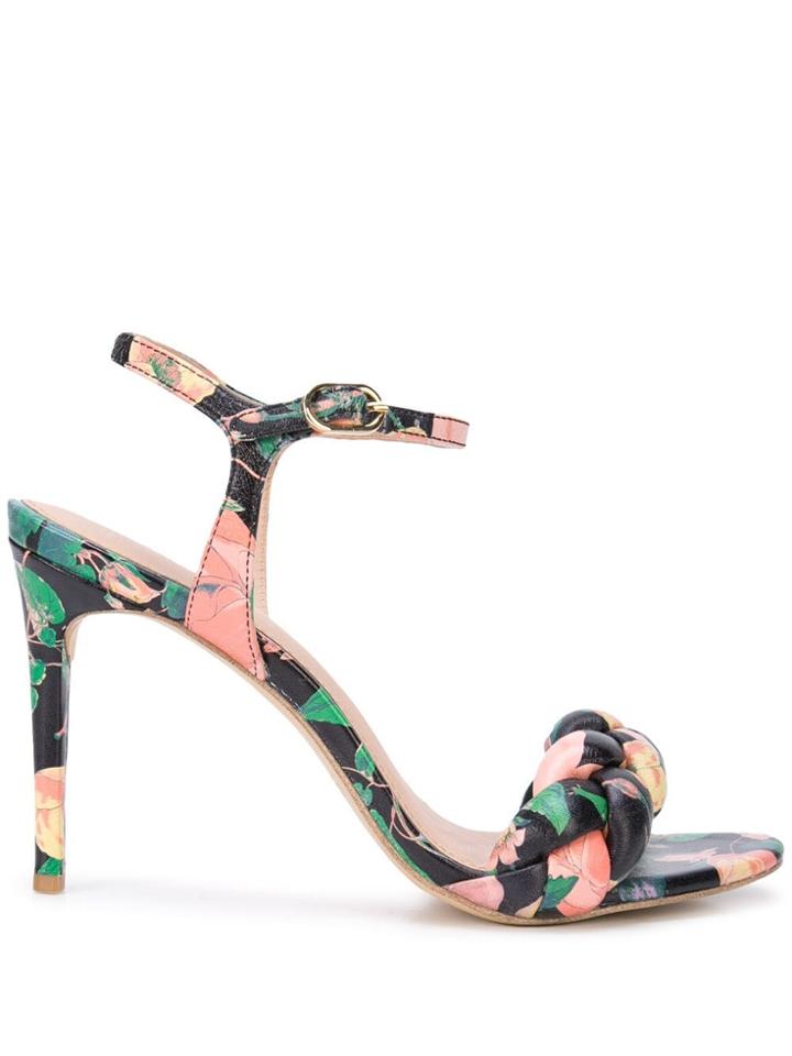 Rachel Zoe Floral Open Toe Sandals - Black