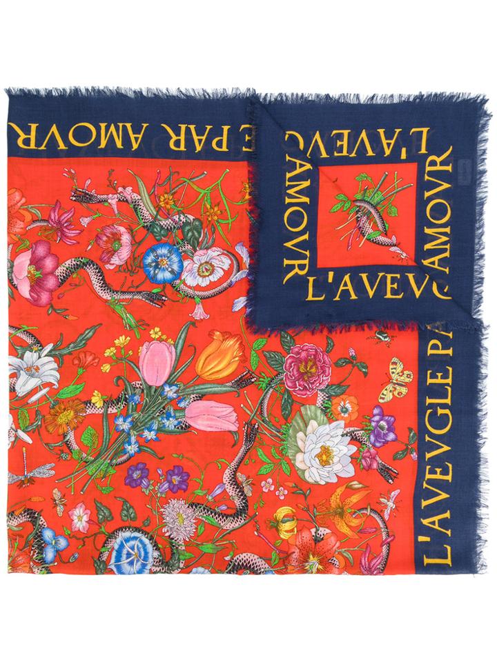 Gucci Flora Snake Print Shawl - Multicolour