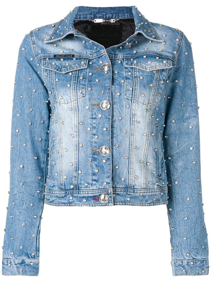 Philipp Plein Studded Denim Jacket - Blue