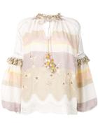 Hemant And Nandita Striped Mini Tunic Dress - Neutrals